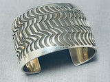 One Of The Craziest Native American Navajo Sterling Silver Hand Tooled Bracelet-Nativo Arts