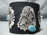 rich singer Native American Navajo Sleeping Beauty Turquoise Sterling Silver Bowguard-Nativo Arts