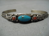 Amazing Vintage Native American Navajo Blue Gem Turquoise Sterling Silver Bracelet Old-Nativo Arts
