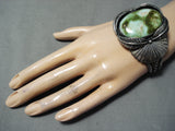 One Of The Best Vintage Native American Navajo Damale Turquoise Sterling Silver Leaf Bracelet-Nativo Arts