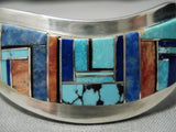 Important Vintage Native American Navajo Eddie Becenti Turquoise Inlay Sterling Silver Bracelet-Nativo Arts