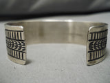 Detailed!! Native American Navajo Bisbee Turquoise Chavez Sterling Silver Tamp Bracelet-Nativo Arts