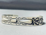 Important Ray Adakai Thick Vintage Native American Navajo Sterling Silver Bracelet-Nativo Arts