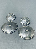 Spectacular Vintage Native American Navajo Sterling Silver Concho Earrings-Nativo Arts