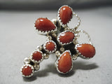 Newsworthy Navajo Coral Sterling Silver Dragonfly Ring Native American-Nativo Arts
