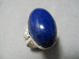 Thick!! Heavy Native American Navajo Lapis Sterling Silver Important Ring-Nativo Arts