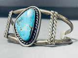 Eye Catching Vintage Native American Navajo Morenci Turquoise Sterling Silver Bracelet-Nativo Arts