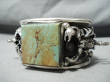 Heavy Scoprion 121 Gram Native American Turquoise Sterling Silver Bracelet-Nativo Arts