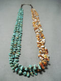 Dramatic Vintage Native American Navajo Turquoise & Spiny Oyster Sterling Silver Necklace Old-Nativo Arts