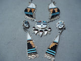 Striking Vintage Native American Zuni Turquoise Sterling Silver Necklace & Earring Set-Nativo Arts