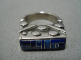 Incredible Vintage Navajo Inlay Lapis Sterling Silver Native American Ring-Nativo Arts