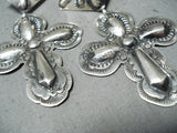 Remarkable Navajo Sterling Silver Cross Earrings Native American-Nativo Arts