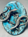 306 Grams Mind Boggling Sterling Silver Lizard Turquoise Native American Bracelet-Nativo Arts