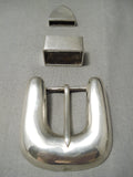 Very Important Vintage Native American Navajo Harvey Begay Sterling Silver Buckle Ranger Set-Nativo Arts