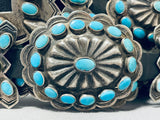 Authentic Handmade Vintage Native American Navajo Turquoise Sterling Silver Concho Belt Old-Nativo Arts