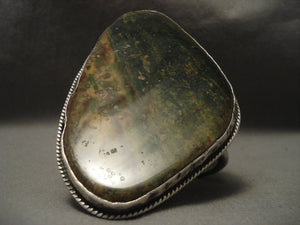 213 Gram Best Vintage Navajo Old Agate Native American Jewelry Silver Bracelet-Nativo Arts
