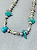 Fabulous Vintage Native American Navajo Kingman Turquoise Sterling Silver Necklace-Nativo Arts