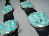 Huge Turquoise Slab Native American Navajo Sterling Silver Heavy Concho Belt-Nativo Arts