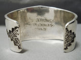 Huge Thick Heavy!! Native American Navajo Turquoise Sterling Silver Inlay Bracelet Cuff-Nativo Arts