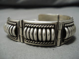 Amazing Tom Curtis Vintage Native American Navajo Hinged Station Sterling Silver Bracelet-Nativo Arts