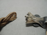 Very Rare Vintage Native American Navajo Sterling Silver Concho Leather Bracelet-Nativo Arts