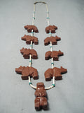 Native American Amazing Vintage Santo Domingo Turquoise Pipestone Bears Heishi Necklace-Nativo Arts