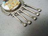 One Of The Best Vintage Native American Zuni Turquoise Kachina Sterling Silver Necklace Old-Nativo Arts