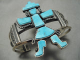 Quality Native American Navajo Freddie Maloney Kachina Turquoise Sterling Silver Bracelet-Nativo Arts