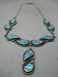 Stunning Vintage Native American Navajo Choker Inlay Turquoise Sterling Silver Necklace-Nativo Arts