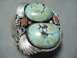 Native American Important Francisco Gomez Turquoise Coral Sterling Silver Bracelet-Nativo Arts