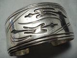 Symbolic Vintage Native American Navajo Sterling Silver Hand Forged Bird Bracelet-Nativo Arts