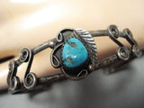 Marvelous Vintage Native American Navajo Old Kingman Turquoise Sterling Silver Bracelet Old-Nativo Arts