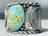 One Of The Biggest Best Native American Turquoise Coin Sterling Silver Bracelet-Nativo Arts