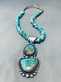 Signed Huge Double Turquoise Native American Navajo Sterling Silver Heishi Necklace-Nativo Arts