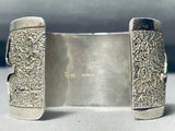 Ancient Petroglyph Vintage Native American Navajo Sterling Silver Bracelet Cuff-Nativo Arts