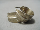 Important Vintage Native American Navajo Michael Kirk Feather Sterling Silver Earrings Old-Nativo Arts