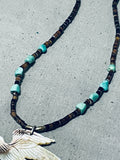 Native American Breathtaking Vintage Santo Domingo Turquoise Heishi Shell Bird Necklace-Nativo Arts