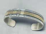Outstanding Native American Navajo Sterling Silver & 14k Gold Bracelet, Signed-Nativo Arts