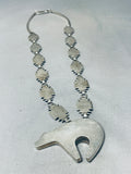 Gasp! Completely Hand Carved Vintage Native American Navajo Bear Sterling Silver Necklace-Nativo Arts
