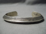 Astonishing Hand Tooled Vintage Native American Navajo Sterling Silver Bracelet-Nativo Arts