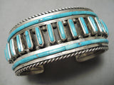 One Of Best Vintage Native American Navajo Jimmy King Turquoise Sterling Silver Bracelet Old-Nativo Arts