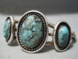 Rare Vintage Native American Navajo Lavender Pit Bisbee Turquoise Sterling Silver Bracelet Old-Nativo Arts