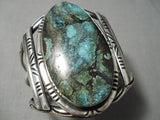 One Of Biggest Best Vintage Native American Navajo Apache Turquoise Sterling Silver Bracelet-Nativo Arts