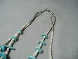 Superb Vintage Native American Navajo Turquoise Slabs White Shell Heishi Necklace-Nativo Arts