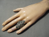 Best Vintage Native American Navajo Early Cerrillos Turquoise Sterling Silver Ring Old-Nativo Arts