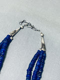 One Of The Best Native American Navajo Lapis Sterling Silver Necklace-Nativo Arts