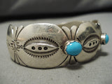 Rare Vintage Native American Navajo Sky Blue Turquoise Sterling Silver Eddie Yazzie Bracelet-Nativo Arts