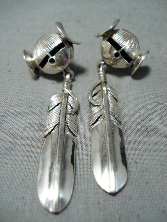 Expressive Navajo Sterling Silver Dangle Earrings Native American-Nativo Arts