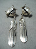 Expressive Navajo Sterling Silver Dangle Earrings Native American-Nativo Arts