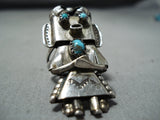 Fascinating Vintage Native American Navajo Turquoise Sterling Silver Kachina Ring Old-Nativo Arts